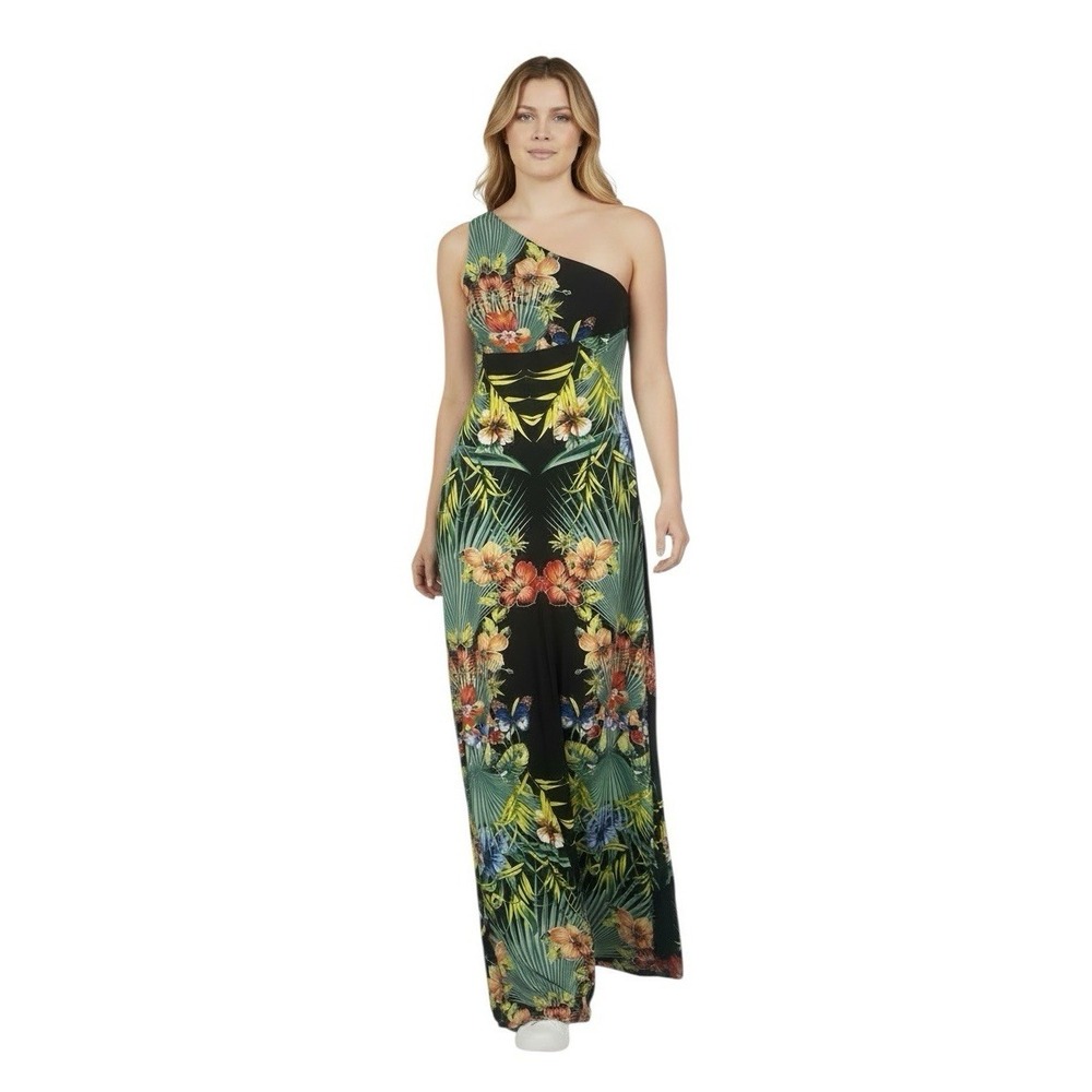 Cache Maxi Dress XL Tropical Floral Jersey Knit Resort Vacation Cruise
